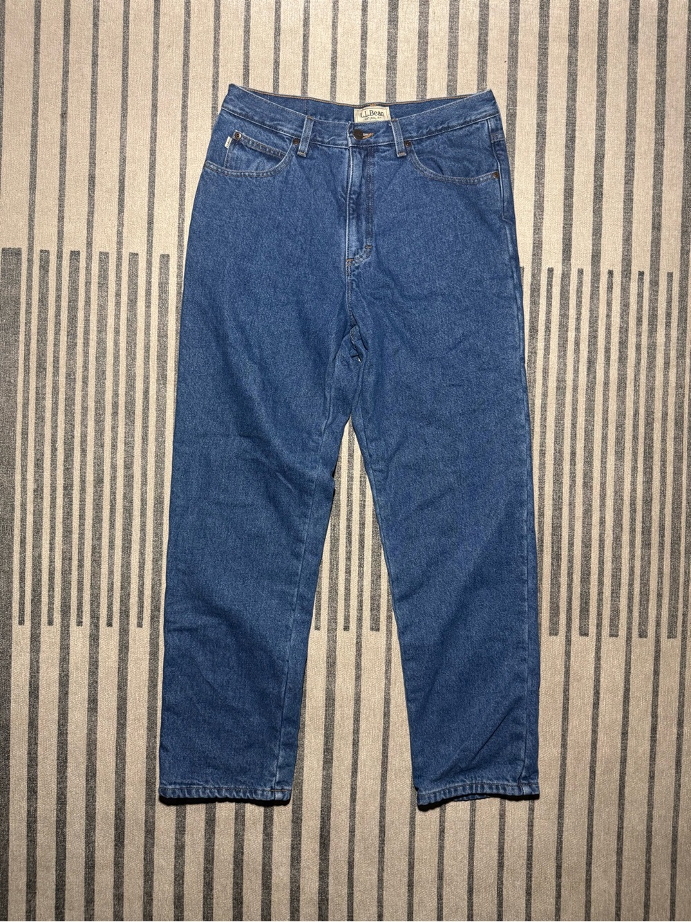 L.L. Bean Flannel Lined Jeans Natural Fit Plaid 32x30